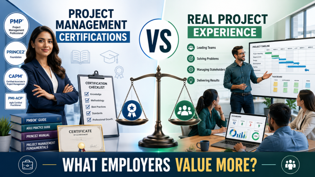 Project Management Certifications vs Real Project Experience: What Employers Value More?